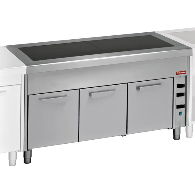 Vitroceramics unit on heated cupboard 3x GN 1/1