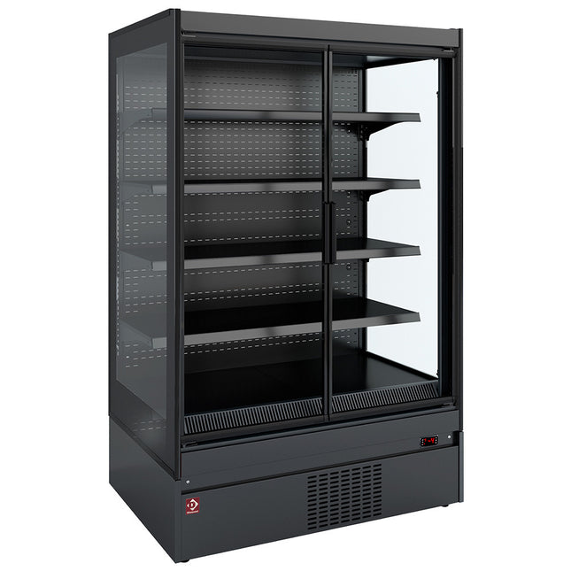 Refrigerated wall element, glass sides, self-service, swinging doors - FULL BLACK