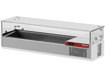 Refrigerated GN structure 4x1/3, 1x1/2, with straight glass canopy