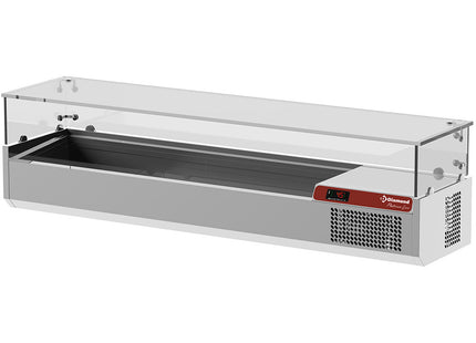 Refrigerated GN structure 5x1/3, 1x1/2, with straight glass canopy