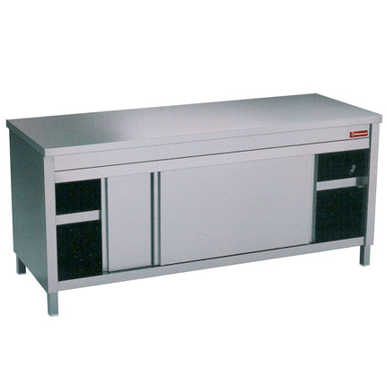 Table on neutral cupboard sliding doors