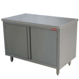 Table on cupboard, hinged doors