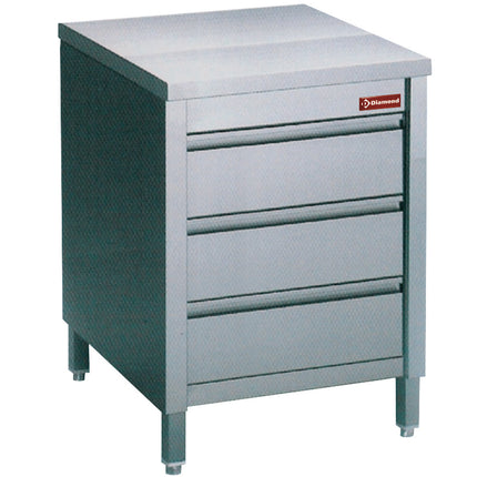 Working table on cupboard with 3 drawers