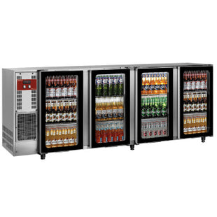 Glacière Back Bar, inox, 4 portes vitrées, 783 litres