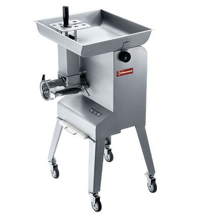 Hachoir à viande inox N° 32, Ø 6 mm, 600 kg/h, avec support à roulettes