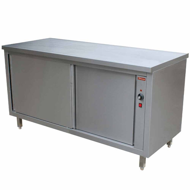 Heated workcabinet with sliding doors