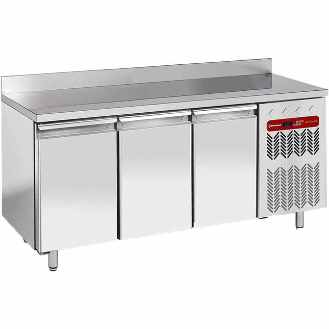 Table réfrigérante murale, ventilée, 3 portes GN 1/1, 405 litres