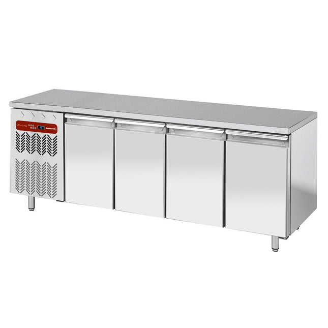 Table réfrigérante "murale" ventilée, 4 portes GN 1/1, groupe à gauche
