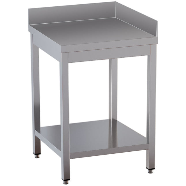 Work table 90° with undershelf and 2 rear upstands