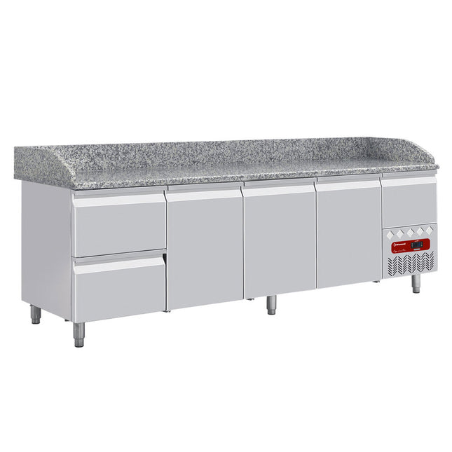 Refrigerated tables 3 doors 600x400, 2 neutral drawers (8x trays 600x400) + utensils drawer