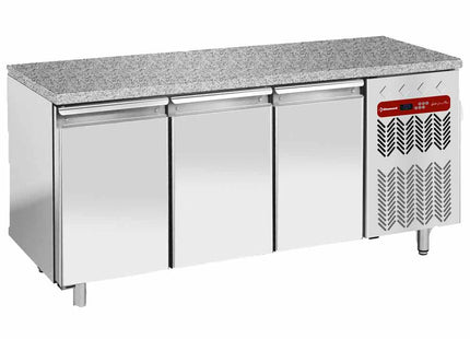 Table de congélation ventilée 3 portes EN 600x400 - Dessus granit
