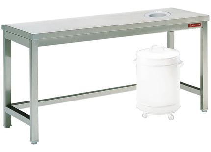 Sorting table with opening for waste