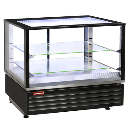 Oppvarmet vitrine EN eller GN, ventilert, 2 plan, SORT