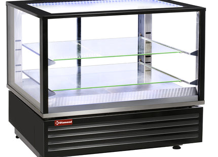 Oppvarmet vitrine EN eller GN, ventilert, 2 plan, SORT