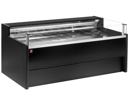 Kjøledisk med glass Selvbetjening, ventilert, med reserve - SORT