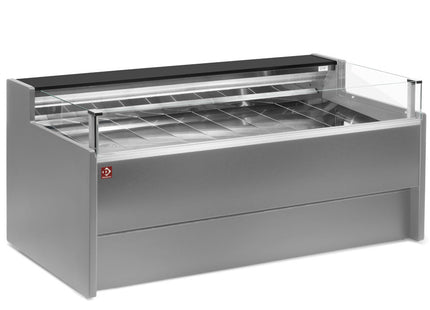 Vitrine réfrigérée vitrée Libre-service, ventilée, avec réserve - GRIS