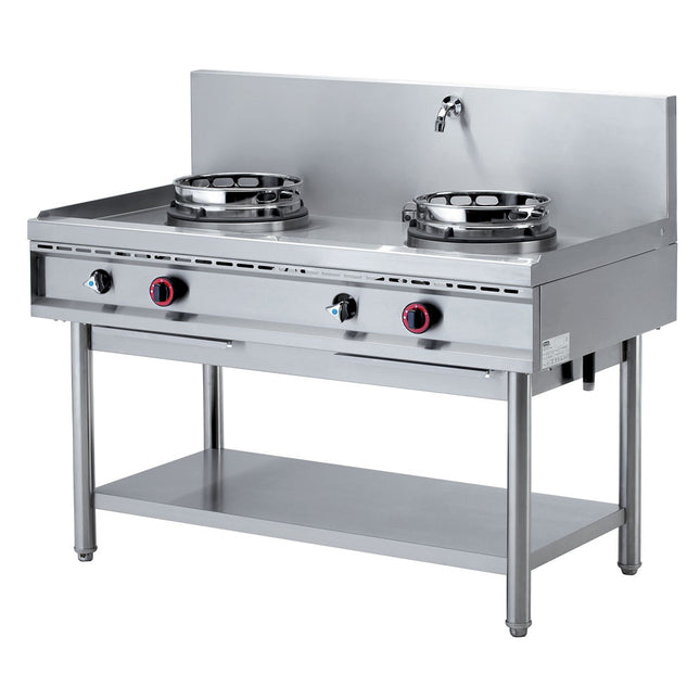 Gas wok komfur, 2 brændere (13 kW)