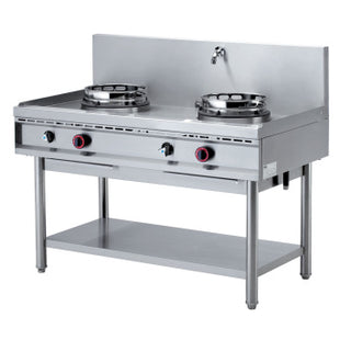 Cuisinière wok à gaz, 2 brûleurs (13 kW)