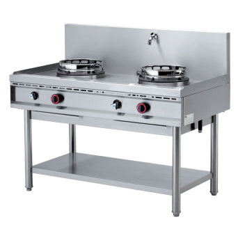 Gas wok komfur, 2 brændere (13 kW)