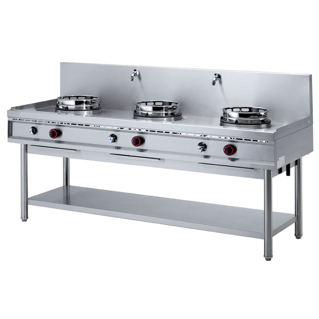 Gas wok komfur, 3 brændere (13 kW)