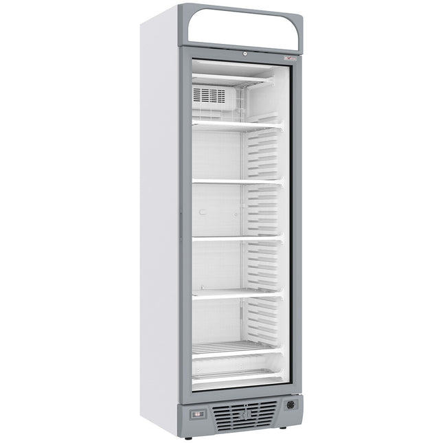 Vitrine réfrigérée négative ventilée 374 litres - 5 niveaux fixes avec caisson lumineux - BLANC