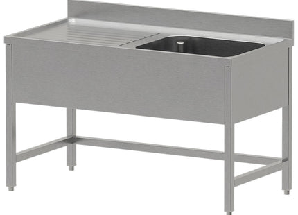Oppvaskkum i rustfritt stål ECO 1 tank og 1 venstre avløpsflate, uten nedre hylle