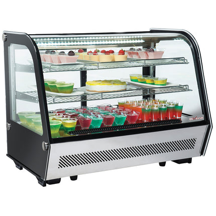 Kølebord vitrine, 3 niveauer, buet glas