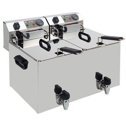 Friteuse électrique de table 2x 10 litres + robinet