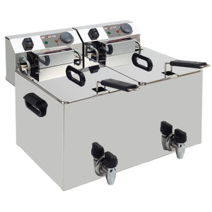Friteuse électrique de table 2x 10 litres + robinet
