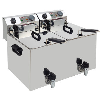 Friteuse électrique de table 2x 10 litres + robinet