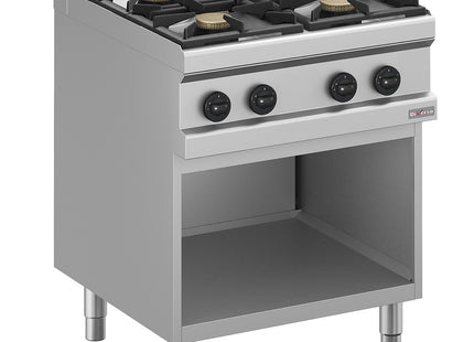 Gas range 4 burners, on open cupboard