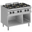 Gas range 6 burners, on open cupboard