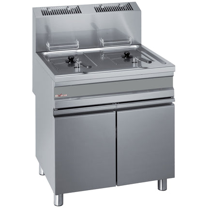 Friteuse gaz, deux cuves de 15 litres sur placard