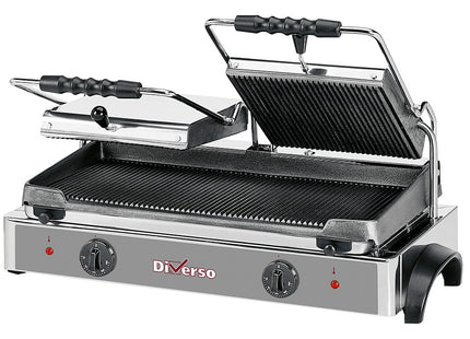 Electric panini grill DOUBLE, ribbed plates