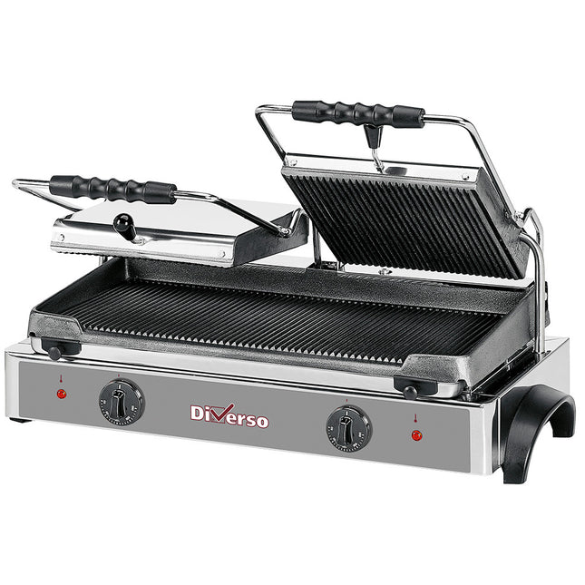 Grill à panini électrique DOUBLE, plaques nervurées