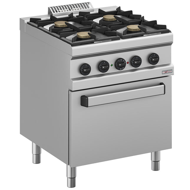 Cuisinière à gaz 4 feux, four électrique à convection GN 1/1