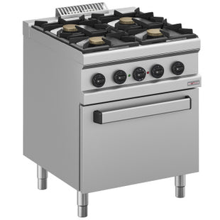 Gas range 4 burners, electric convection oven GN 1/1