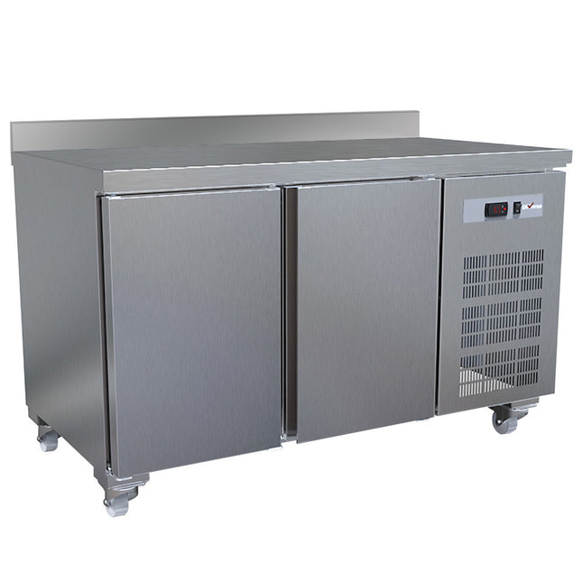 Table réfrigérante, ventilée, 2 portes GN 1/1 (260 Lit.), sur roulettes