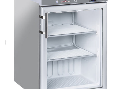 Statisk fryser, glaslåge, 200 liter - rustfrit stål