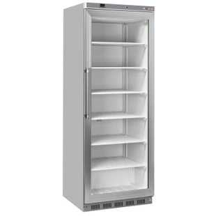 Fryseskap, glassdør, statisk, 400 liter - Rustfritt stål