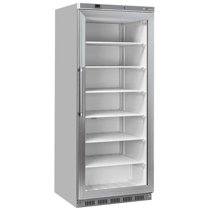 Frys, statisk, glasdörr, 600 liter - rostfritt stål