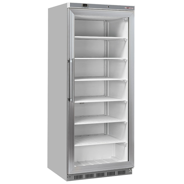 Freezer, static, glass door, 600 liters - stainless steel