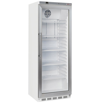 Ventilerat kylskåp, glasdörr, 400 liter - vit