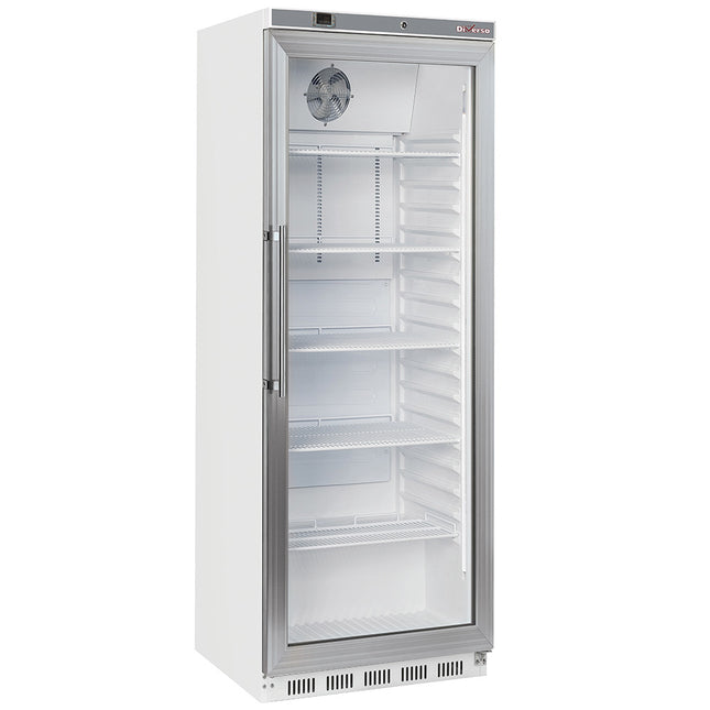 Réfrigérateur ventilé, porte vitrée, 400 litres - blanc