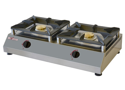 bord top gaskomfur med 2 blus 5 kW