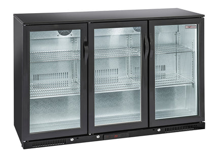 Ventilated "back bar" bottle cooler, 3 swing glass doors