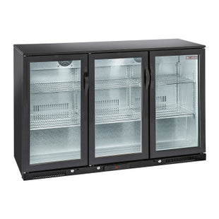 Ventilated "back bar" bottle cooler, 3 swing glass doors