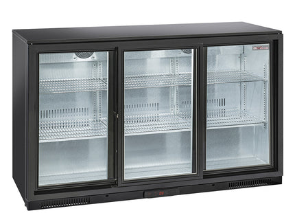 Ventilerad"back bar" Flaskkyl, 3 skjutglas Dörrar