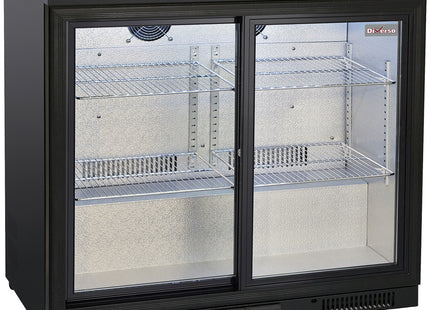 Ventilated bottle cooler, 2 sliding glass doors