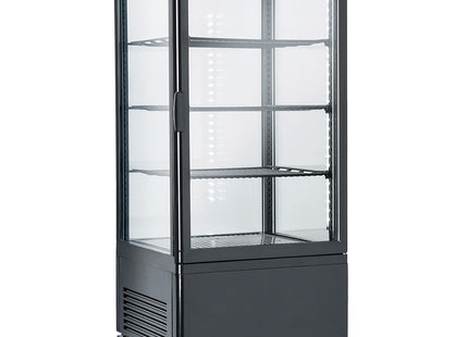 Ventilated display table model, 4 glazed sides, 4 levels, 80 litres - "Black"